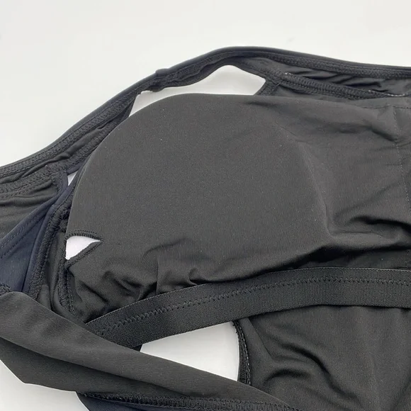 Holipick Black One-Piece Monokini‎ Swimsuit High Neck Cutout Snap/Hook Closure - Picture 16 of 17